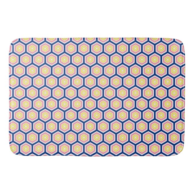 Hexagon flowers pattern bath mat (Front)