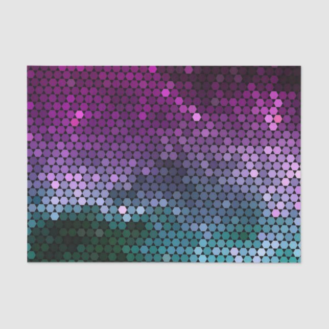 Hexagon geometric gradient Purple and Blue-Green Tissue Paper (Front)