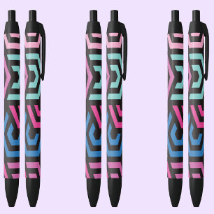 Hexagon Geometric Pattern              Black Ink Pen