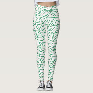 Hexagon Green White Minimal Pattern Leggings