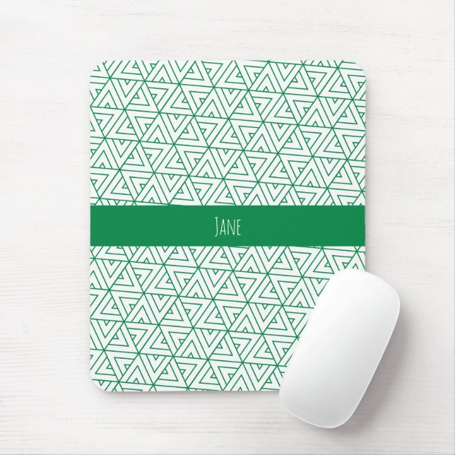 Hexagon Green White Minimal Pattern Mouse Mat (With Mouse)