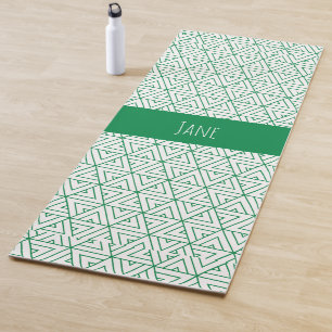 Hexagon Green White Minimal Pattern Yoga Mat