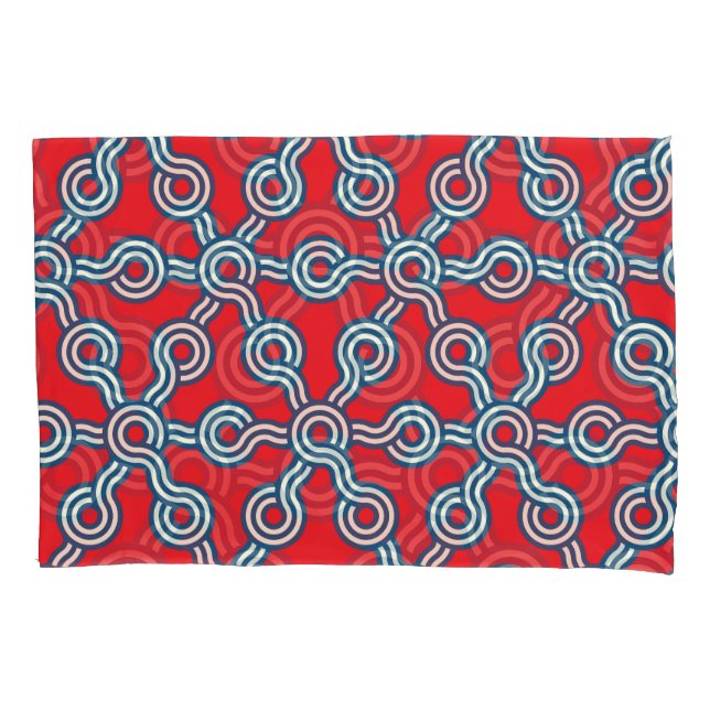 Hexagon grid, red blue, geometric pattern. pillowcase (Front)