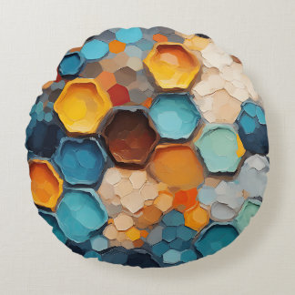 Hexagon Impressions Round Cushion