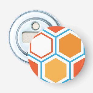 Hexagon in orange, blue and white bottle opener