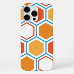 Hexagon in orange, blue and white iPhone 16 pro max case