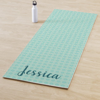 Hexagon Light Blue & Teal / Your Name Yoga Mat