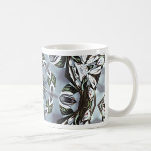 Hexagon Of Jungle Leaves and Tropical Flowers Coffee Mug