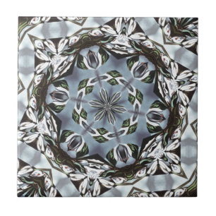 Hexagon Of Jungle Leaves and Tropical Flowers Tile