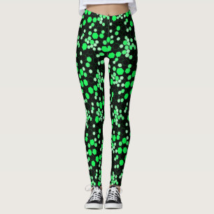 Hexagon pattern 02b.Green Black BG Leggings