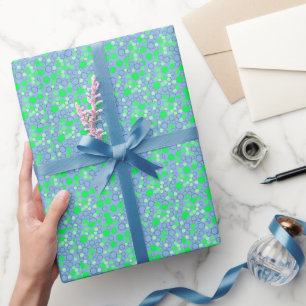 Hexagon pattern 02b.Green Lblue BG Wrapping Paper