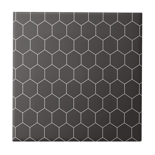 Hexagon Pattern Black Tile (Front)