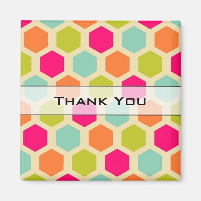 Hexagon Pattern in Vintage Colours Thank You Magnet (Front)