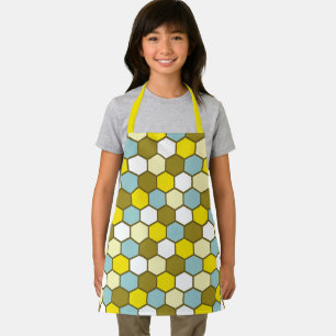 Hexagon Pattern in Yellow, Green and Blue Apron