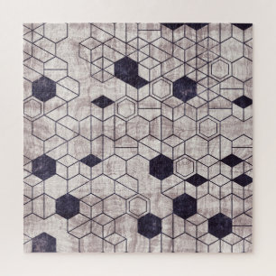 Hexagon pattern, isometric, grungy print jigsaw puzzle