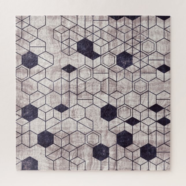Hexagon pattern, isometric, grungy print jigsaw puzzle (Vertical)