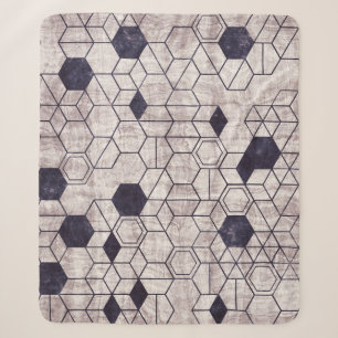 Hexagon pattern, isometric, grungy print sherpa blanket