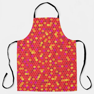Hexagon Pattern Red All-Over Print Apron