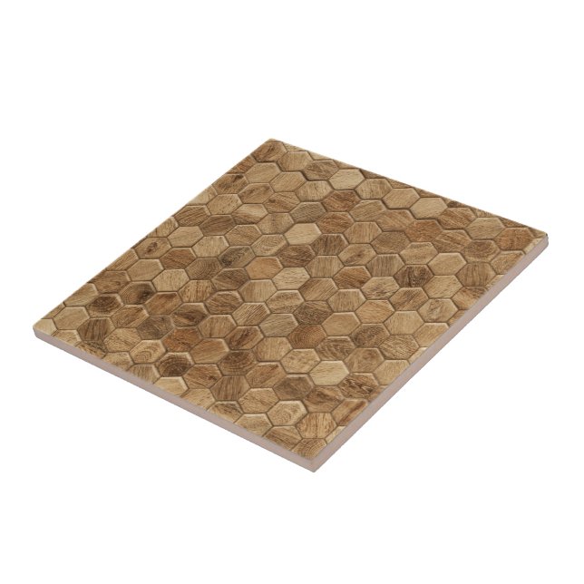 Hexagon patterned wood textured tile (Side)
