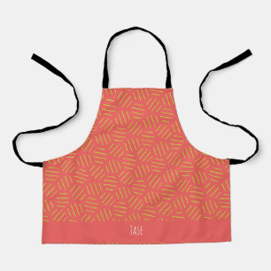Hexagon Peach Yellow Minimal Pattern Apron