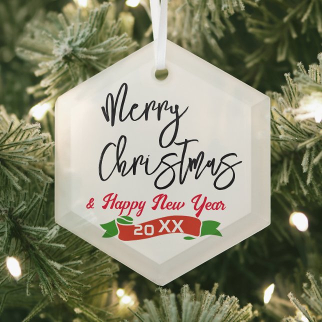 Hexagon Personalised Ornament Merry Christmas (Insitu)