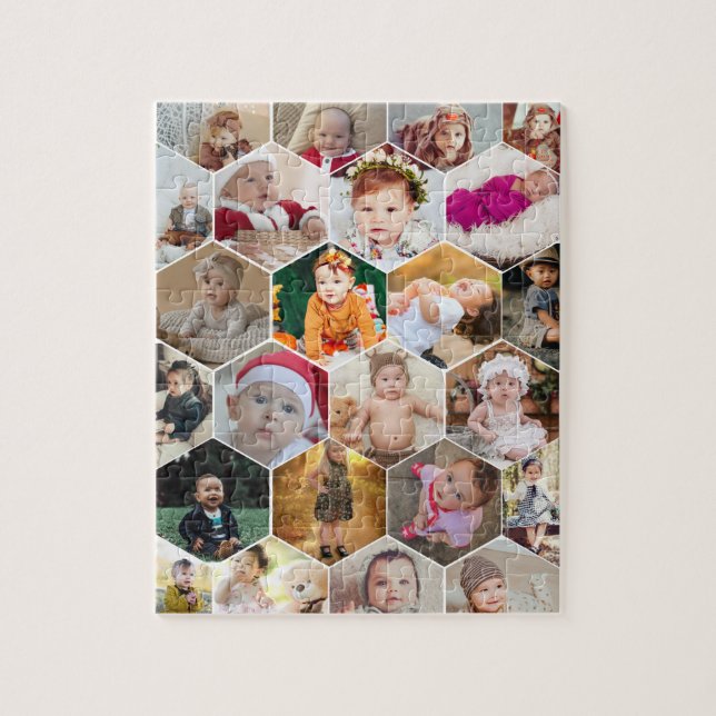 Hexagon Photo Collage Jigsaw Puzzle (Vertical)