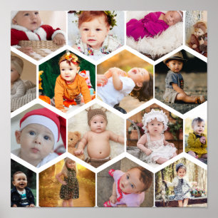 Hexagon Photo Collage Poster