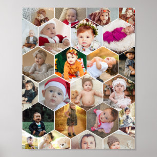Hexagon Photo Collage Poster