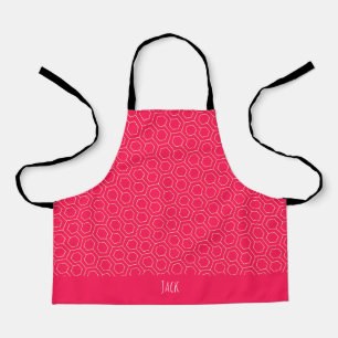 Hexagon Pink White Minimal Pattern Apron