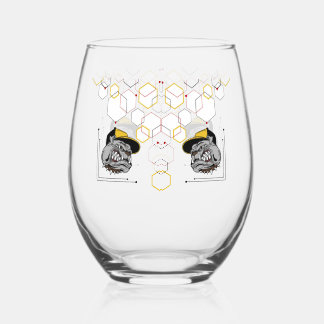 Hexagon Pitti mirrored Stemless Wine Glass