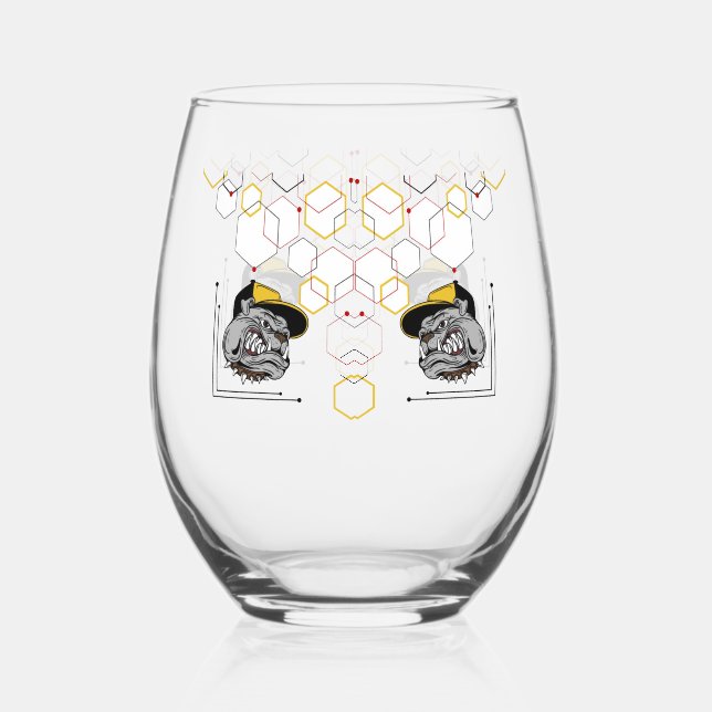 Hexagon Pitti mirrored Stemless Wine Glass (Front)