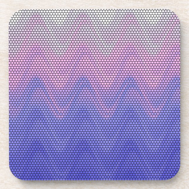 Hexagon Purple Pink Abstract Pattern Coaster (Front)