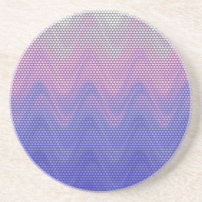 Hexagon Purple Pink Abstract Pattern Coaster (Front)