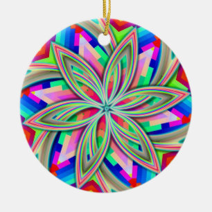 Hexagon Rainbow Flower Ceramic Tree Decoration