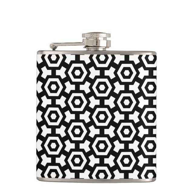 Hexagon Rings Wrapped Vinyl Flask 6oz (Front)