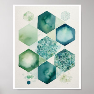 Hexagon shape geometric patterns honeycomb Art  Poster