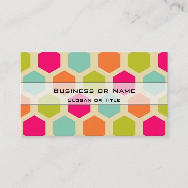 Hexagon Shapes in Vintage Colours Pattern Business Card (Front)