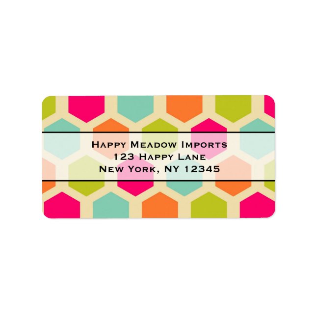 Hexagon Shapes in Vintage Colours Pattern Label (Front)