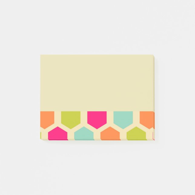 Hexagon Shapes in Vintage Colours Pattern Post-it Notes (Front)