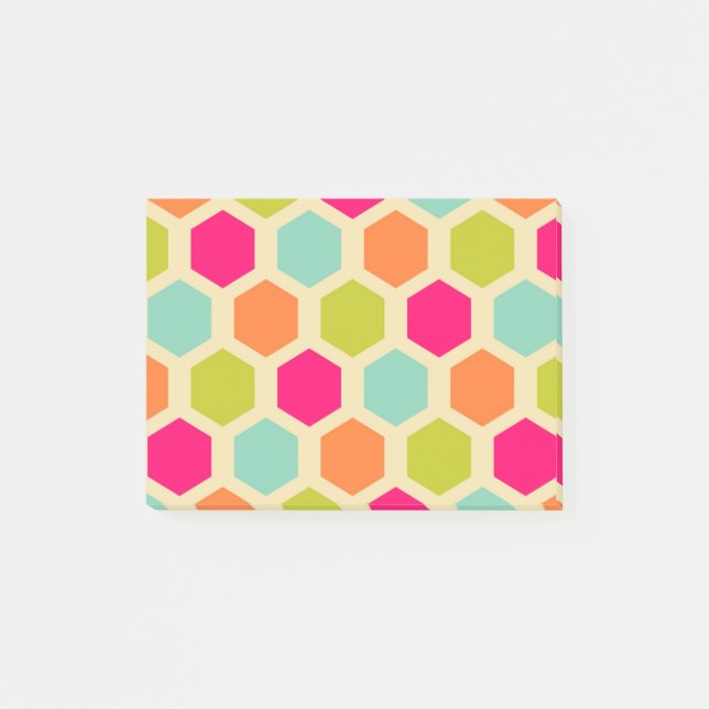 Hexagon Shapes in Vintage Colours Pattern Post-it Notes (Front)