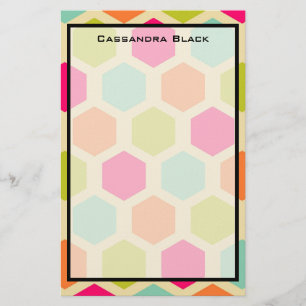 Hexagon Shapes in Vintage Colours Pattern Stationery