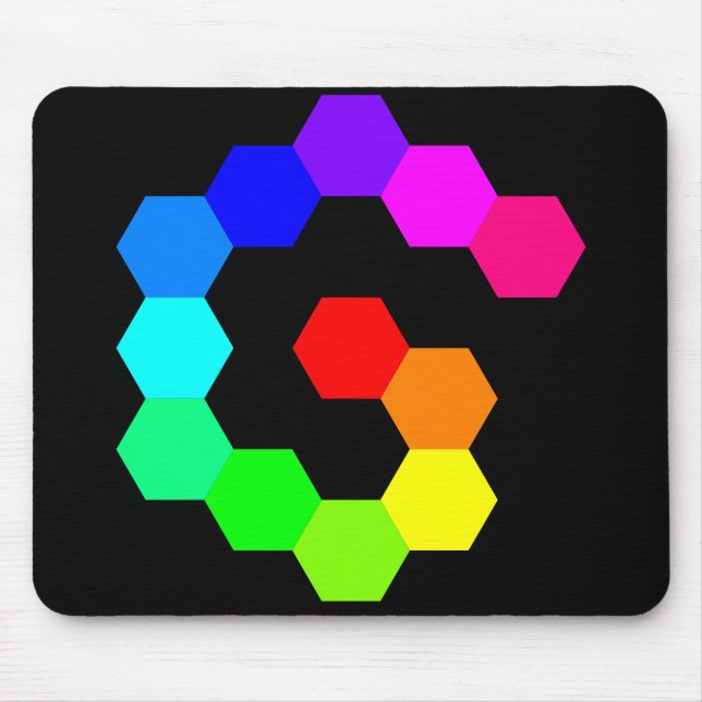 hexagon spiral rainbow mouse mat (Front)