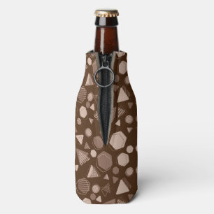 Hexagon & Triangle Pink & Brown on Brown Pattern Bottle Cooler