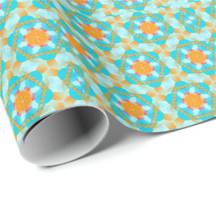 Hexagon Turquoise Pink Wrapping Paper