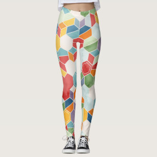 Hexagon Watercolor, Random Mosaic. Leggings