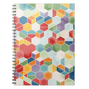 Hexagon Watercolor, Random Mosaic. Notebook