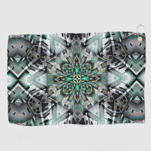 Hexagon with leftover banner and graffiti, digital golf towel