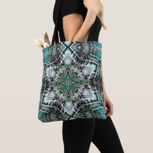 Hexagon with leftover banner and graffiti, digital tote bag