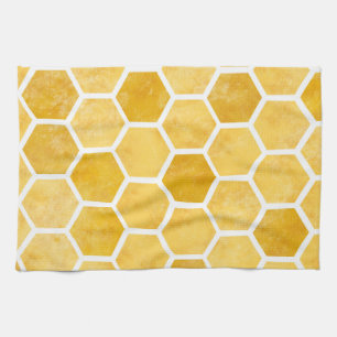 Hexagon yellow honeycomb kitchen towels