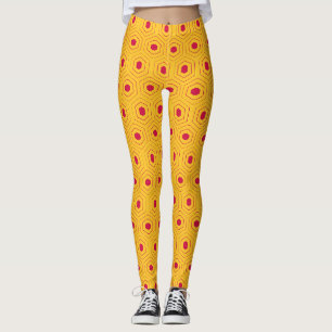 Hexagon Yellow Pink Minimal Pattern Leggings